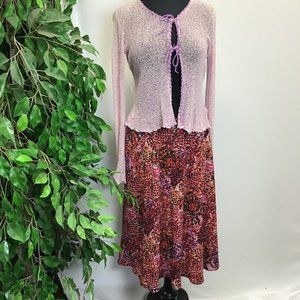 Indira- Retro 70's Reversible Colorful Full Hippie Floral Skirt